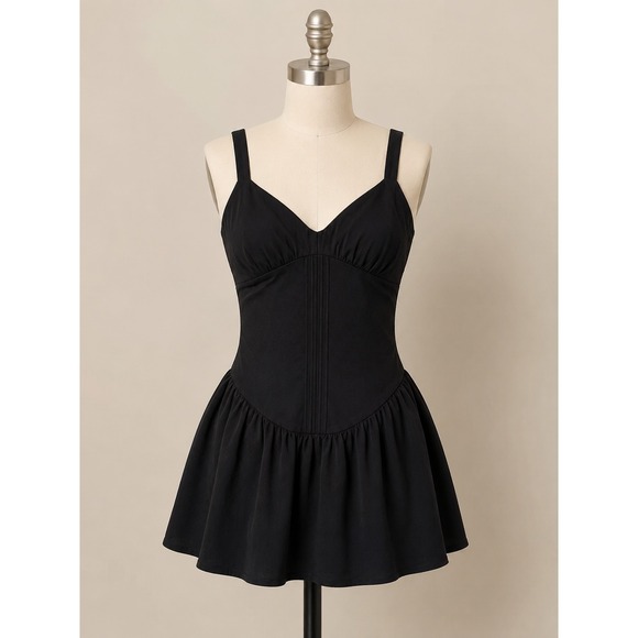 Just Found Dresses & Skirts - Just Found Womens Black Mini Dress XL Sleeveless Fit & Flare Pintuck NWT